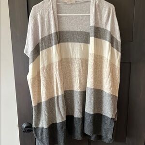 LOFT Women's Striped Cardigan Sweater - Gray, Cream, White- XS/S